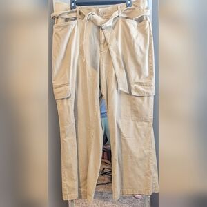 Beige Cargo Utility Pants